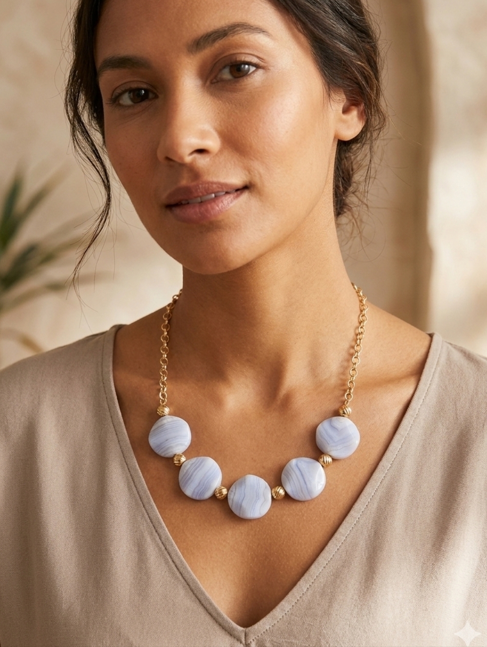 Agate Silver Macy's Lace  Necklace